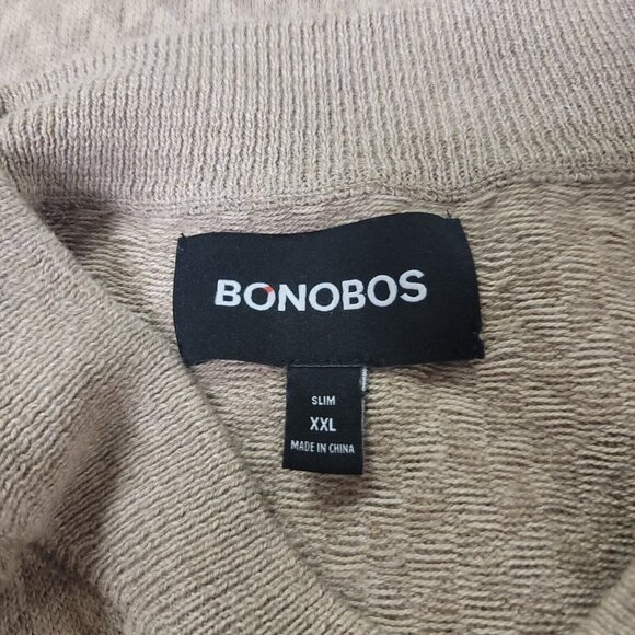 Bonobos Mens Slim Fit 1/4 Zip Herringbone Academia Sweater Size XXL Beige Herita - Picture 3 of 8